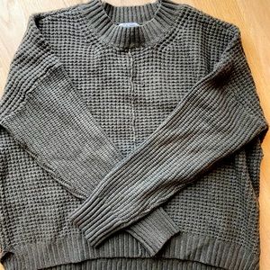 Sweet Romeo Seam Front Waffle Pullover Sweater